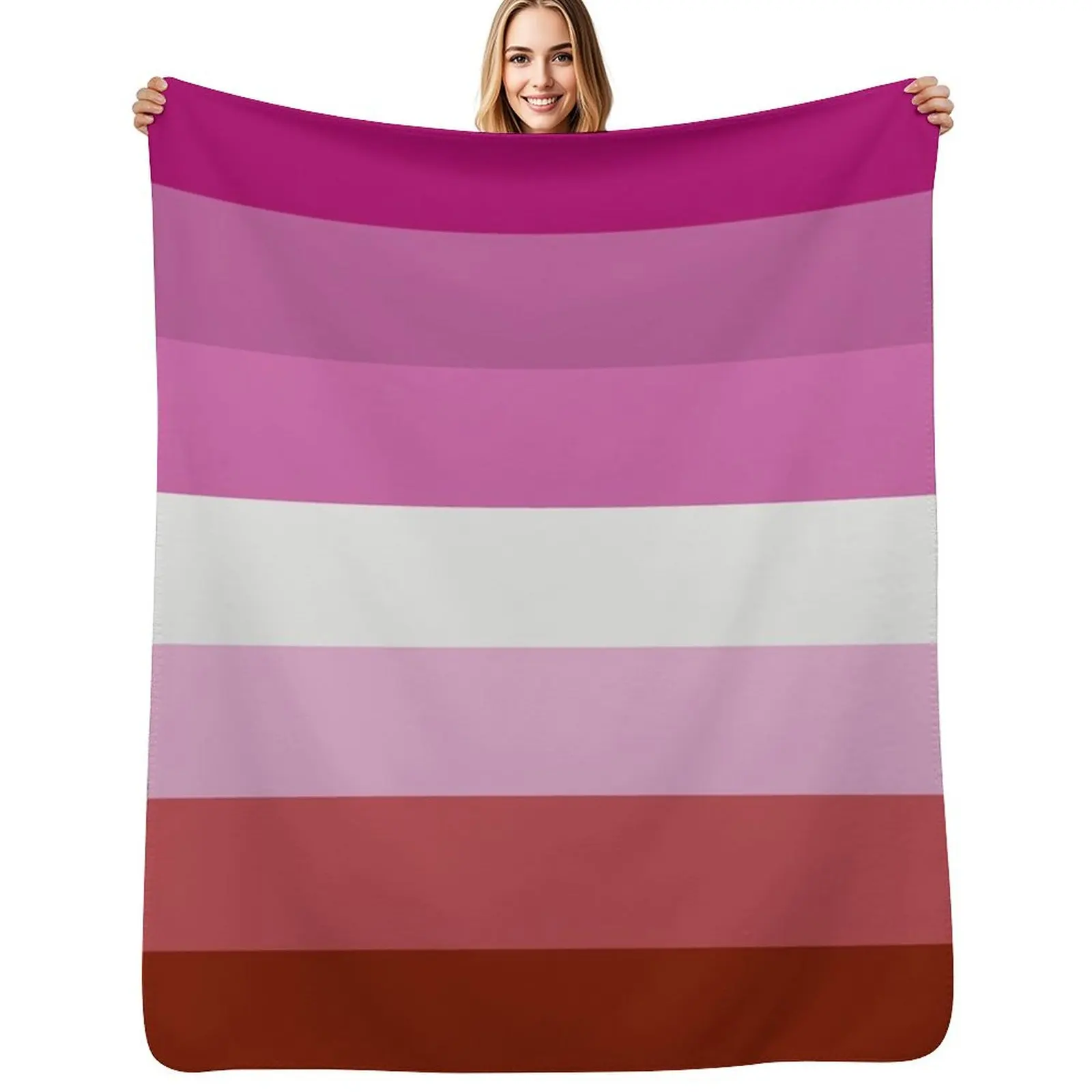 Lesbian Pride Flag Throw Blanket Travel Size Cozy Blanket for Plane Train