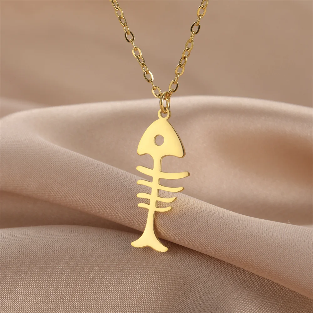My Shape Katzen-und Fischgräten Anhänger Halsketten für Frauen Mädchen Kätzchen Tiere Charms Halskette Halsreif Edelstahl Schmuck – Detail 20
