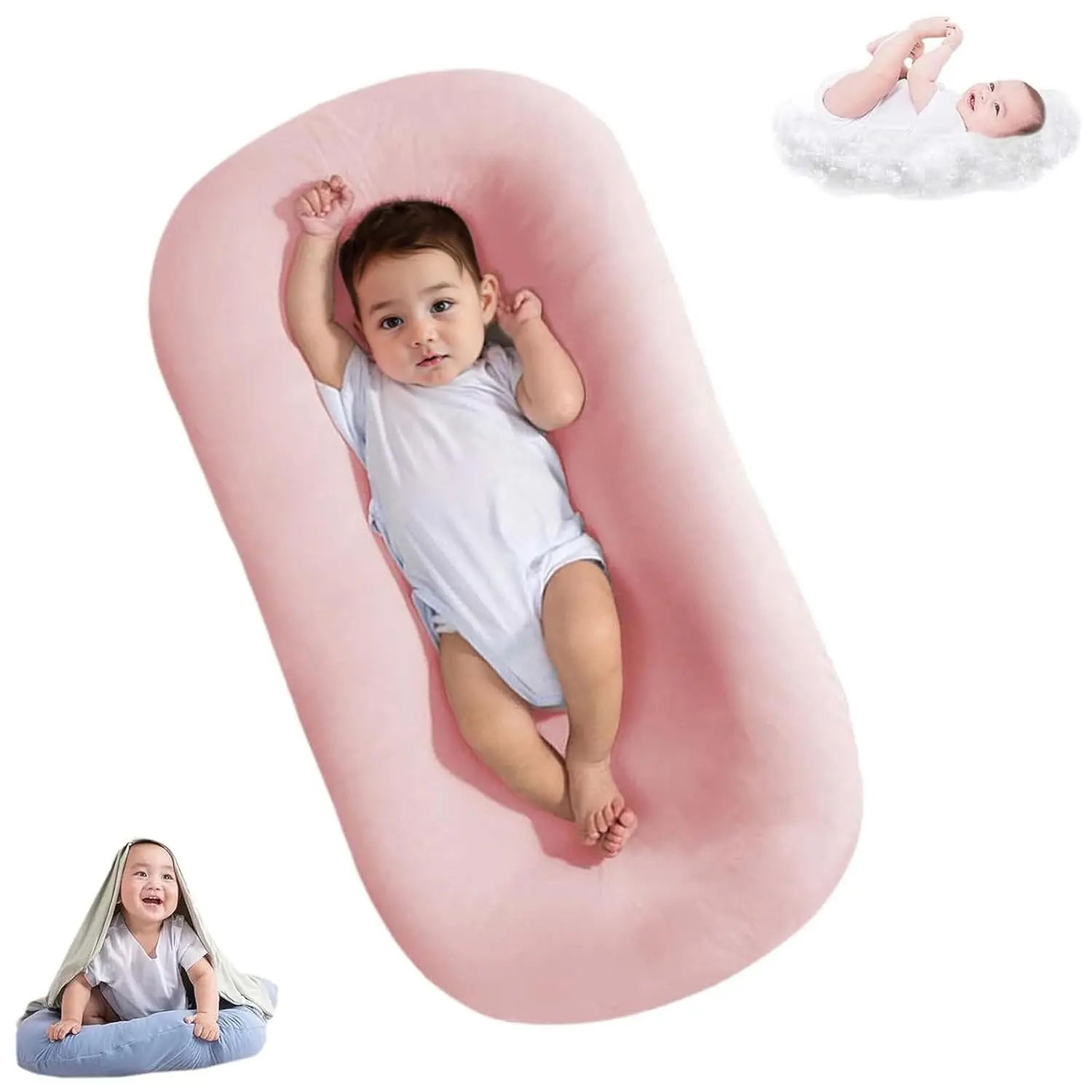 Small Baby Lounger Baby Lounger for Newborn Infant Lounger for Home and Travel Soft Cotton Newborn Babies Essentials Gifts Blue