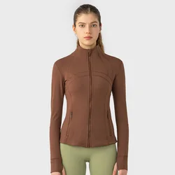 Fall/Winter Women's sports jacket Daily pocket zipper thumb hole Slim running Yoga sports coat