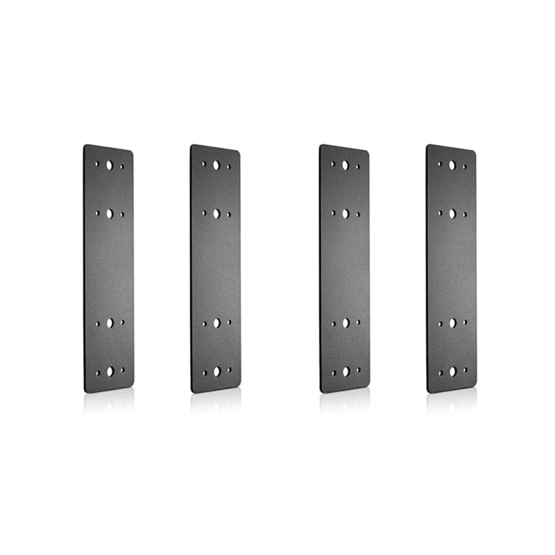 Postar Para Feixe Conectores, reta placa de aço plana, consertando placa I Forma Suporte, pó preto revestido, durável I Strap, 4pcs