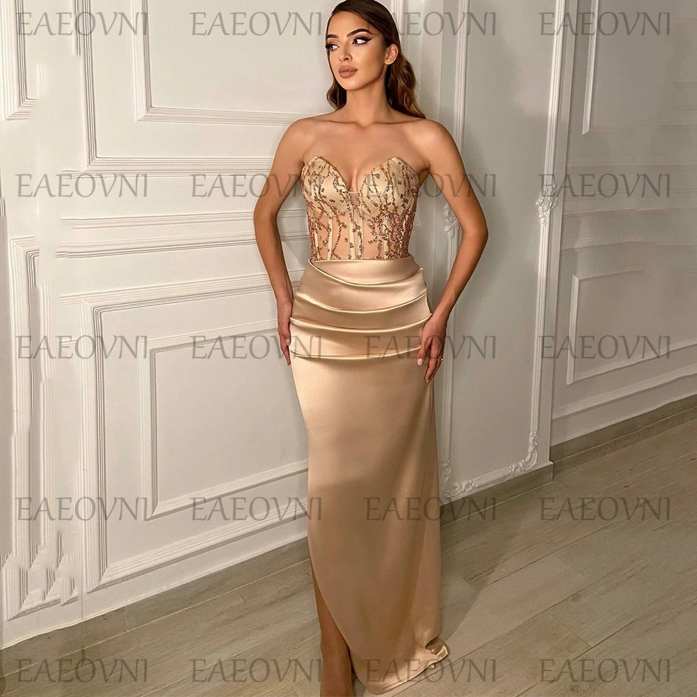 

Sweetheart Sexy Backless Prom Goqn Patchwork Bridesmaid Dresses Temperament Sleeveless Celebrity Banquet Dress Robe De Soiree