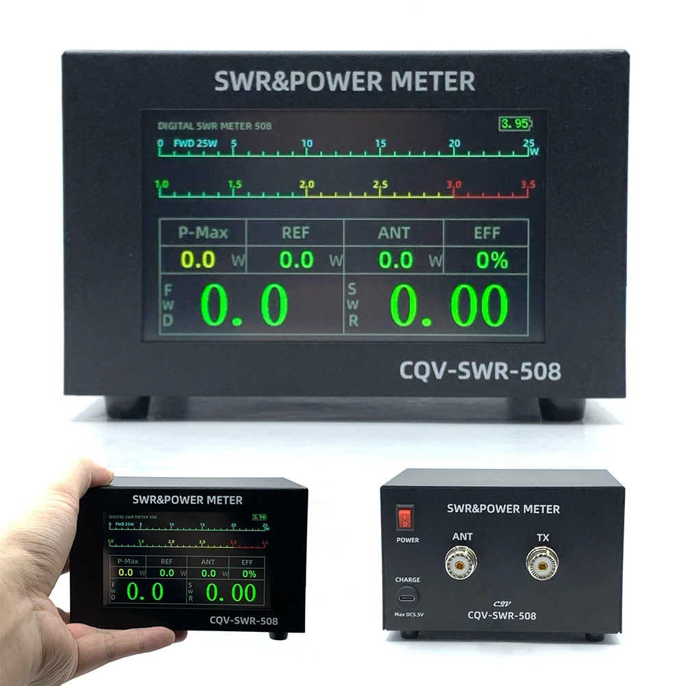 120W Digitaal Vermogen Staande Golfmeter 4,3 Inch Ips Touchscreen 1.8-54Mhz Swr & Power Meter Type C Dc 5V/1a Opladen Uhf Interface