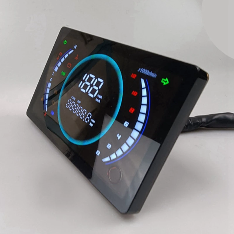 AC62-12V Universal Einstellbare LED Digital Motorrad Tacho RPM Dashboard Mit Temperatur Getriebe 199 Km/h