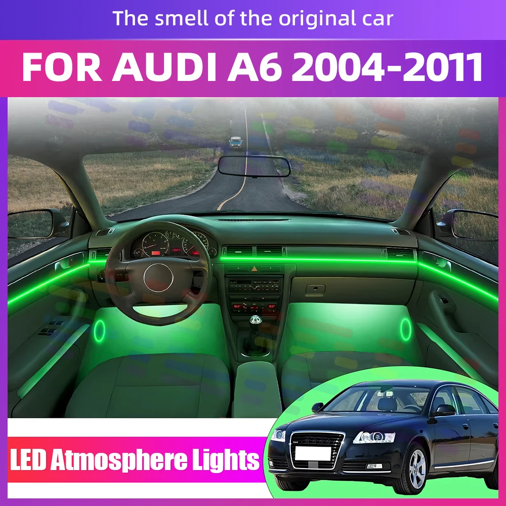

Для Audi A6 C6 2004-2011 Интерьер Стильная светодиодная лента экологического света с приложением Полноцветное улучшение вождения окружающего освещения