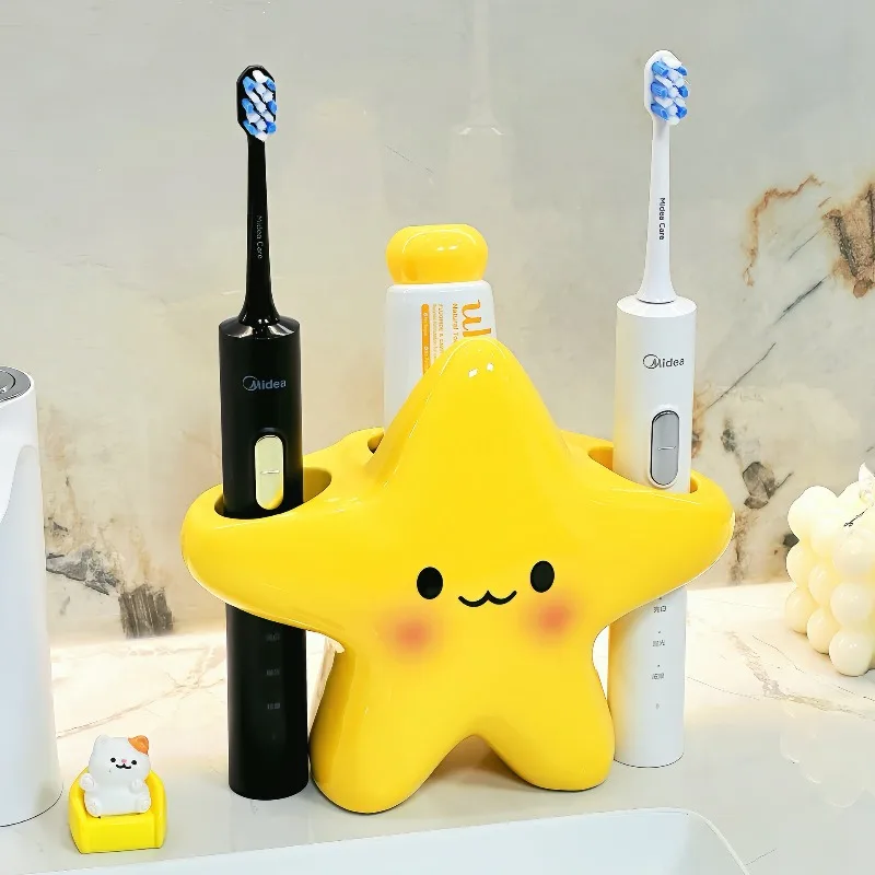 

Cute Star Electric Toothbrush Holder - Home Bathroom Countertop Toothbrush Stand, Multi-Functional Toothpaste Storage Organizer