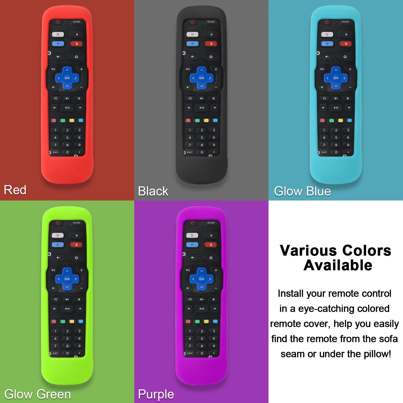 Silicone Case Fit for Hisense Roku EN3A38 Remote, for TCL Roku 55RP620K Remote, R50B7120UK R55B7120UK R65B7120UK TV Remote