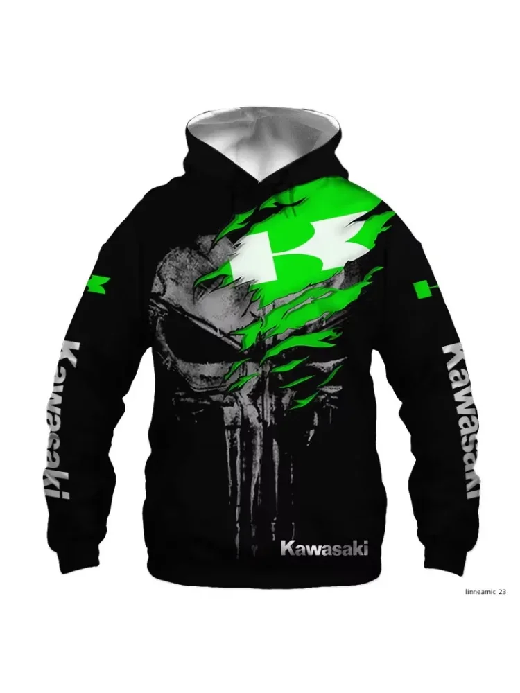 AliExpress Kawasaki 3D men's long sleeved hoodie, motorcycle sports bike hoodie, children's adult motorcycle enthusiast casual shirt