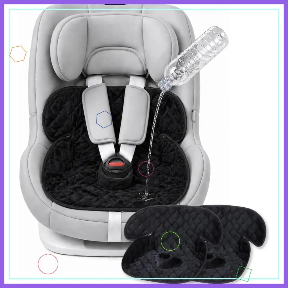 

2-Pack Waterproof Car Seat Protector Pad, Non-Slip Reusable Liner for Stroller High Chair, Machine Washable, Black
