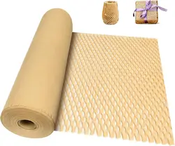 Brown Honeycomb Kraft Paper 38CM*8M, Protective Recycling Honeycomb Buffer Packaging Roll, Environmental Protection Material Pac