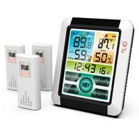 4pcs Weather Clock Color Large Screen Display Digital Weather Station Wireless Temperature And Humidity Meter With 3 Sensor