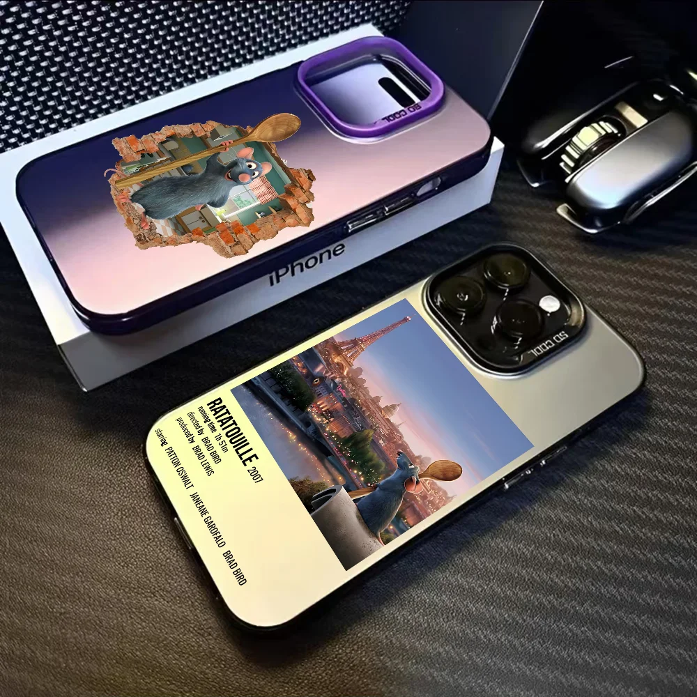 

Cartoon Movie Ratatouille Phone Case For iPhone 16 15 14 13 12 11 Pro Max Black Matte Multicolor Laser Metallic Aurora Cover