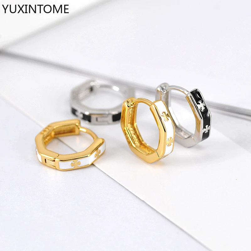 

Fine 925 Sterling Silver Ear Needle Minimalist Trend Hoop Earrings For Women Fashion Jewellery Gold Silver Ear buckle Girl Gifts