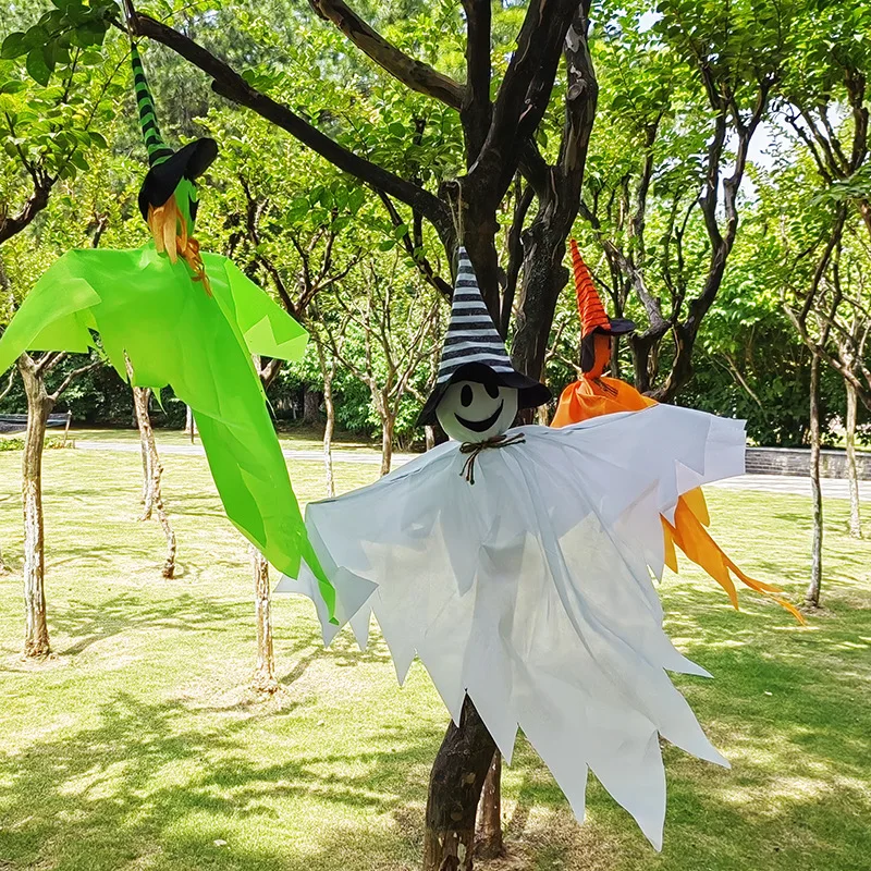 Halloween Hanging Pumpkin Ghost Doll Ornament Cute Orange Pumpkin Scarecrow Decoration Party Tree Yard Indoor Outdoor Decor Prop