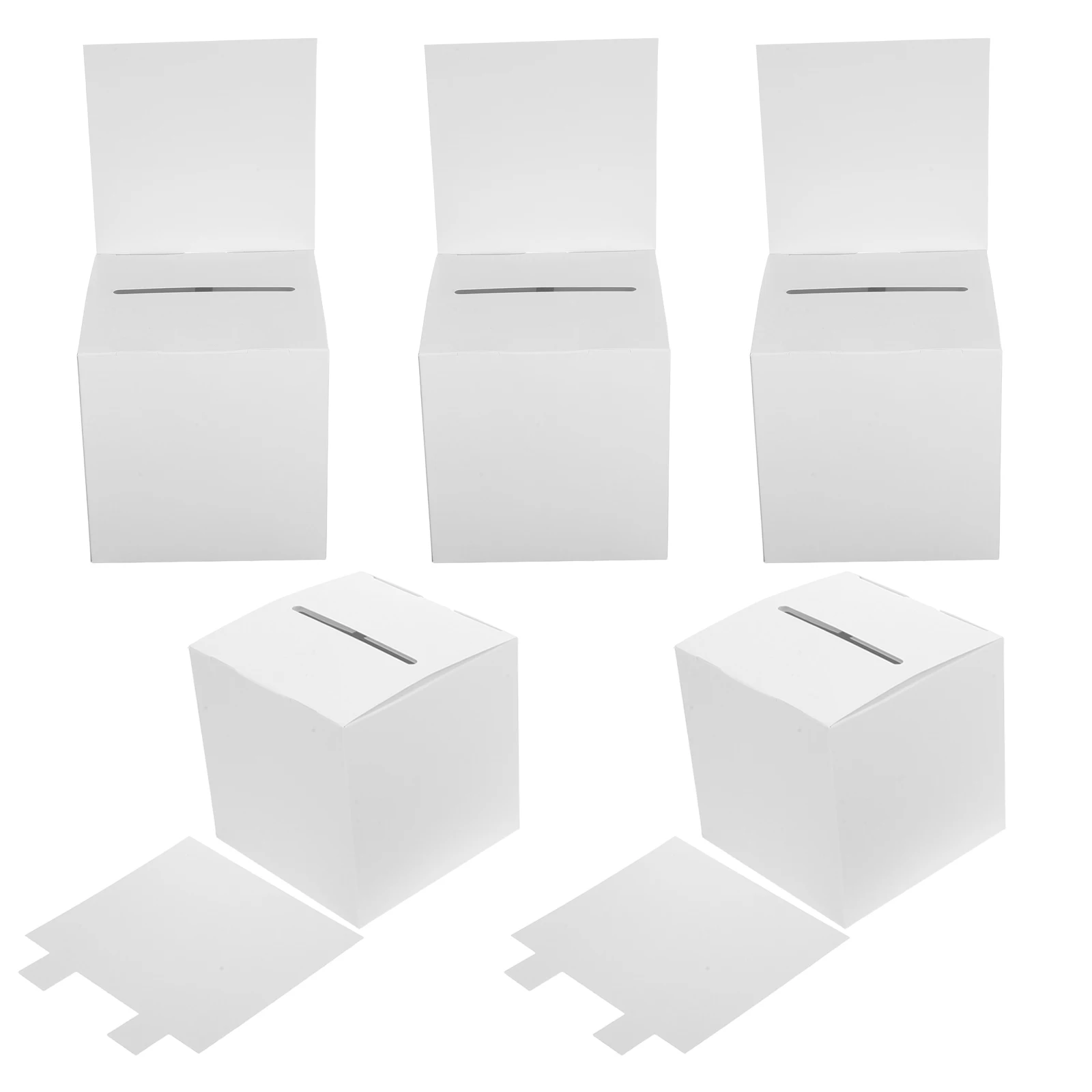 

5pcs White Voting Boxes Suggestion Donation Foldable Card Collection Ballot Ticket Box Slot Coated Paper Easy Assembly Ideal