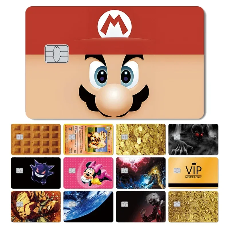 Fashion VIP Anime Cartoon Face Gold Coin Waffles Matte Front Film Skin Sticker Cover for Credit Bank Bus Debt Card