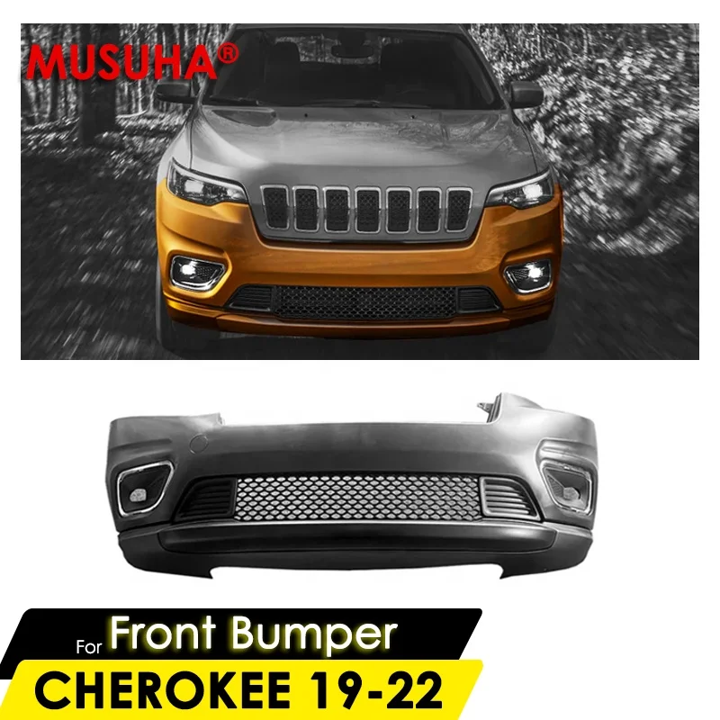 

MUSUHA Front Bumper For Jeep Cherokee Front Bumper 2019 2020 2021 2022 2023 Body Kits For Jeep Cherokee Body Kit Parts
