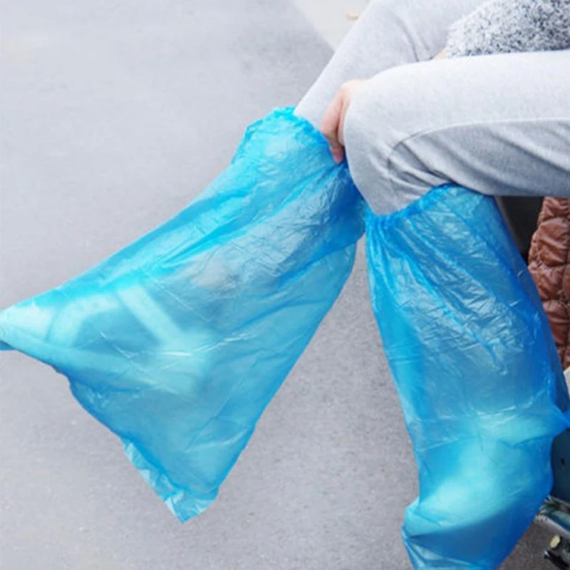 Tampas De Sapato De Chuva Descartável, Durável, Impermeável, Grossa, Plástico, Top Alto, Limpeza De Bota, Overshoes, Protetor