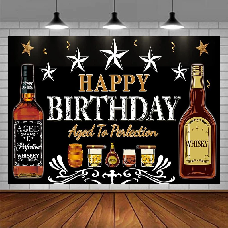 

Photography Backdrop Whiskey Birthday Party Decorations For Men Banner Supplies Cheers And Beers Background Poster Decor