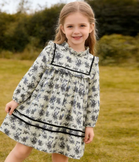 

Girls' Dresses Floral Baby Party Long Sleeved Spring and Summer Kids Fashion Outwear Beautiful Skirt