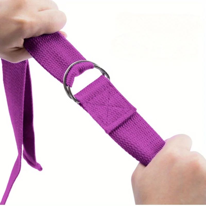 1pc Durable Cotton Yoga Resistance Belt, Fitness Stretching Band With Metal D Ring, Suitable For Body Shaping