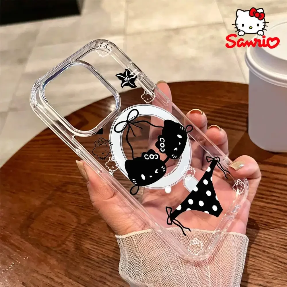 مرحبا كيتي جراب هاتف منع السقوط آيفون 16/15/14/13/12/11 فتاة جراب هاتف مرحبا كيتي الإكسسوارات 2025 جديد