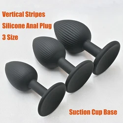 Vertical Stripes Silicone Anal Plug Butt Plug Suction Cup Base Anal Trainer Adult Toys for Women Men Masturbation Anal​ Toy