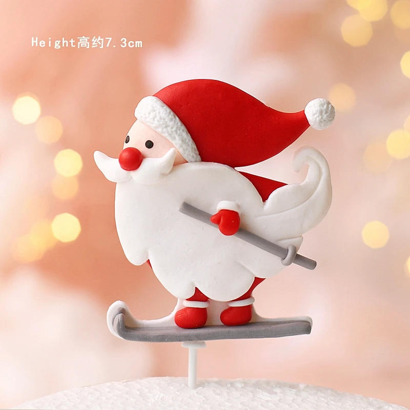 2pcs Merry Christmas Cake Topper Painted Santa Claus New Year Party Cupcake Birthday Party Gifts Dessert Toppers Baking Supplies image 3
