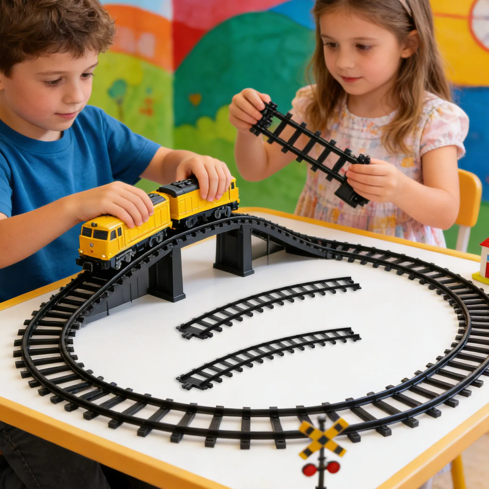 

Набор из 6 пластиковых соединителей для железнодорожных путей, изогнутые элементы для электрических поездов, комплект для расширения железнодорожной магистрали