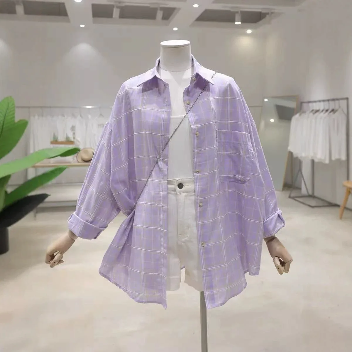 Lightweight Breathable Summer Women's Plaid Shirt Loose Fit Sun Protection Versatile Outerwear Comfortable Casual Style