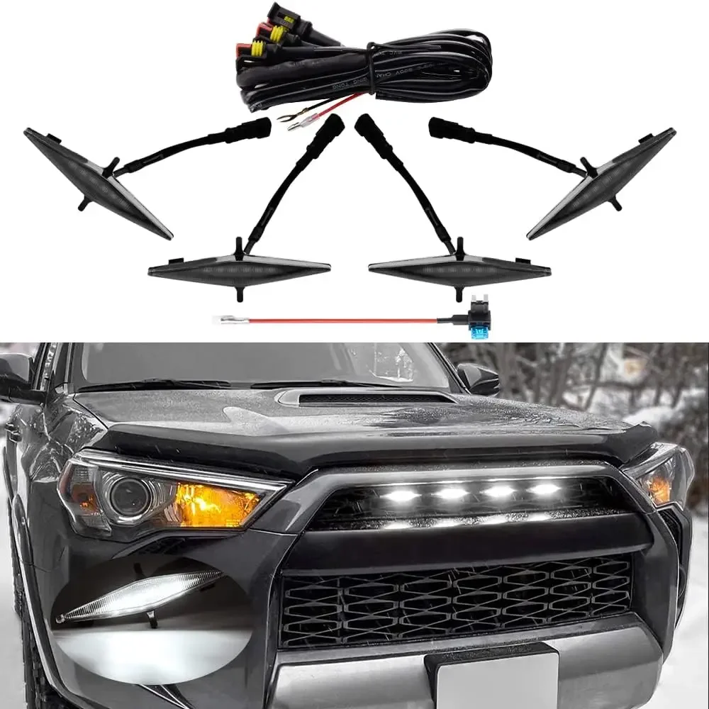 

4PCS White LED Grille Lights for 2014-2019 4Runner SR5 TRD Off-Road Limited TRD Pro 2014-2021 TRD Pro
