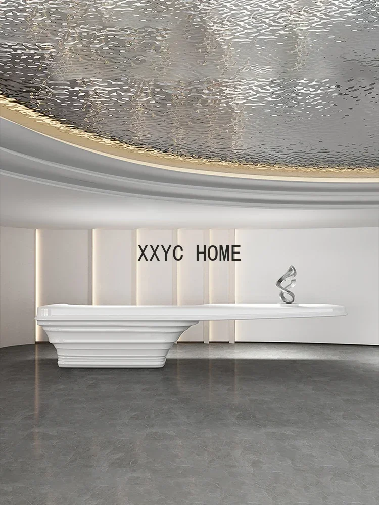 White Paint Front Desk Company Curved Bar Hotel Medical Beauty Cashier Creative Fashion Front Desk