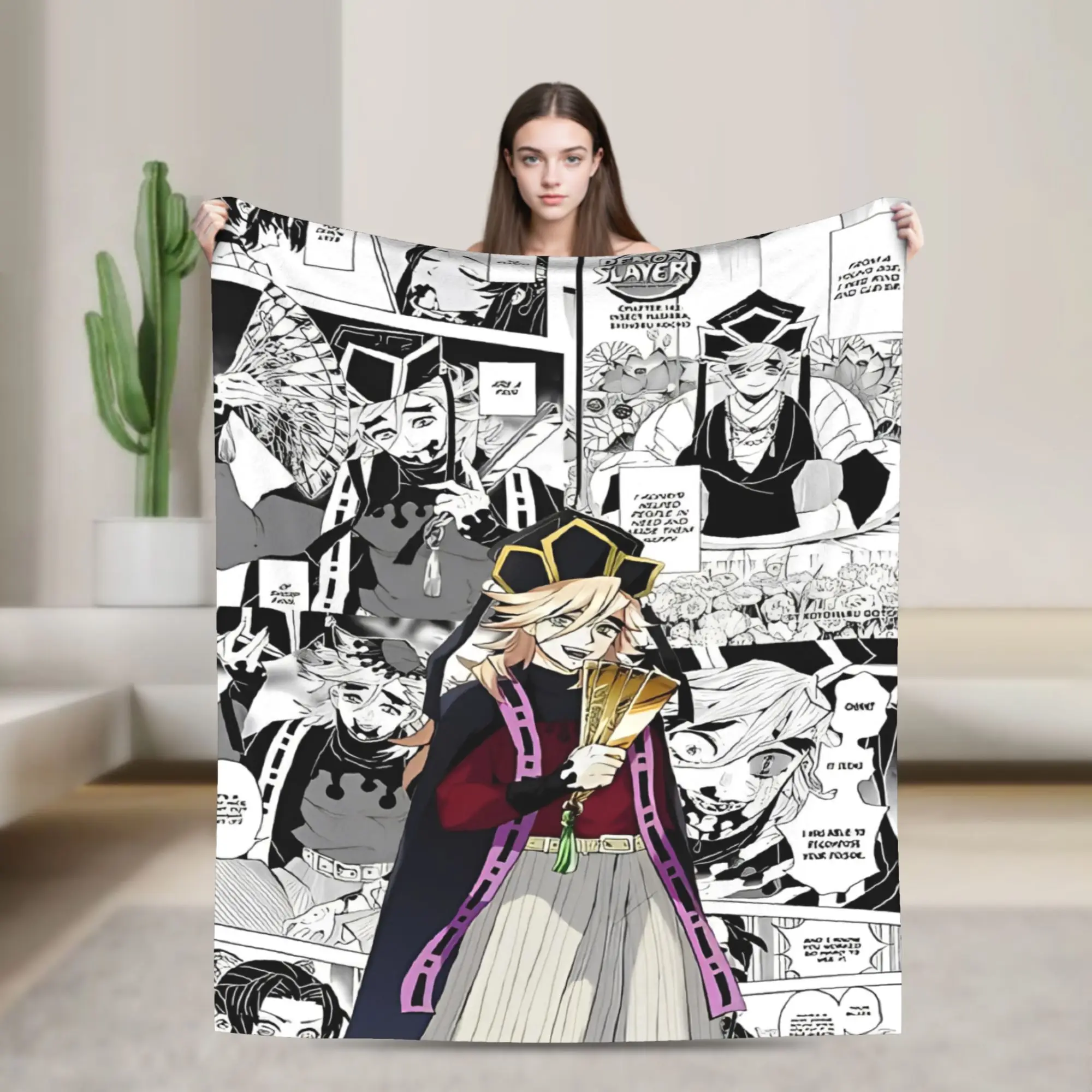 

Одеяло Douma Demon Slayer, флисовое винтажное дышащее одеяло для постельного белья, гостиной, осень/зима