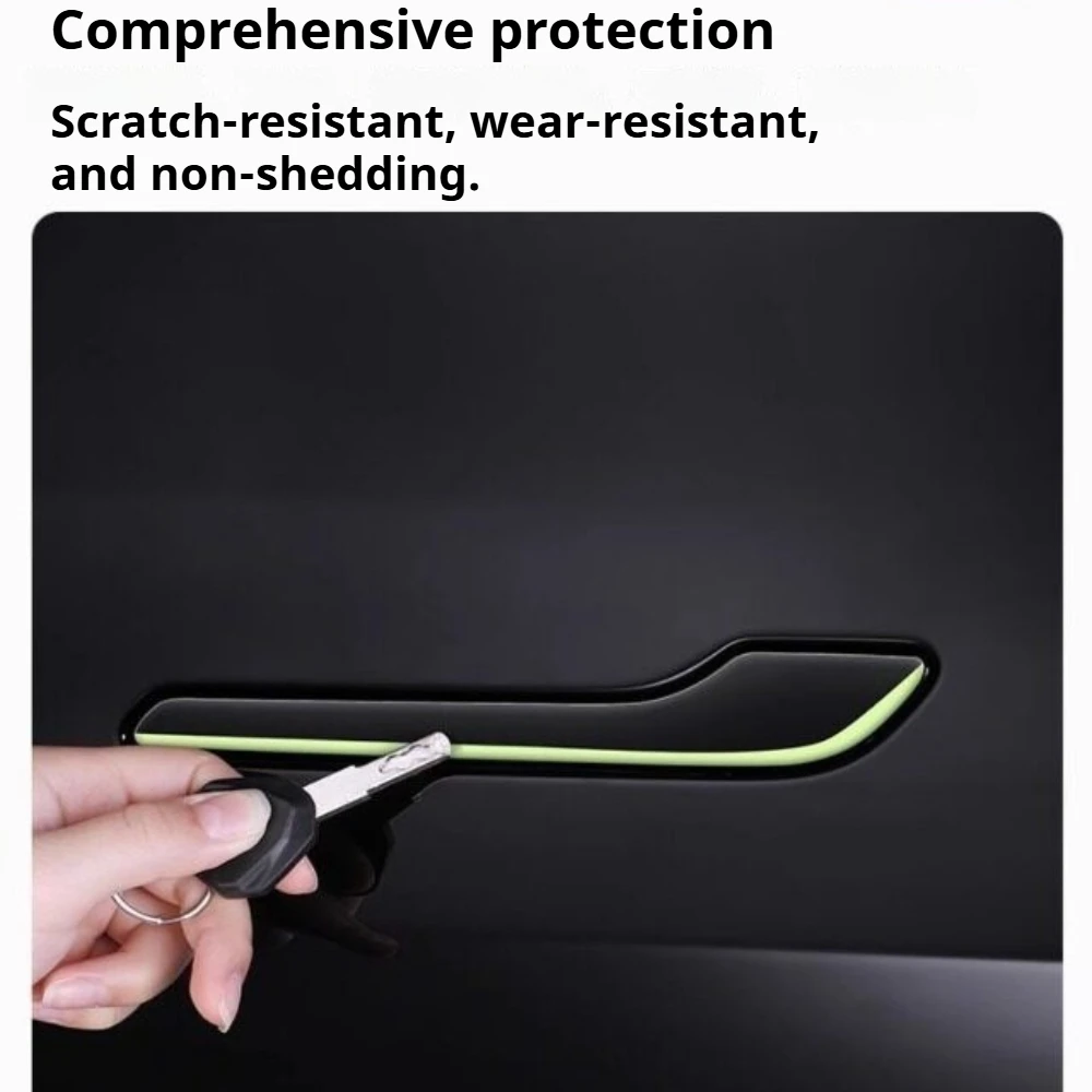 For New Refresh Tesla Model3/Y/YL Door Handle Patch, Luminous Anti-scratch Protective Film, Car Door Accessories