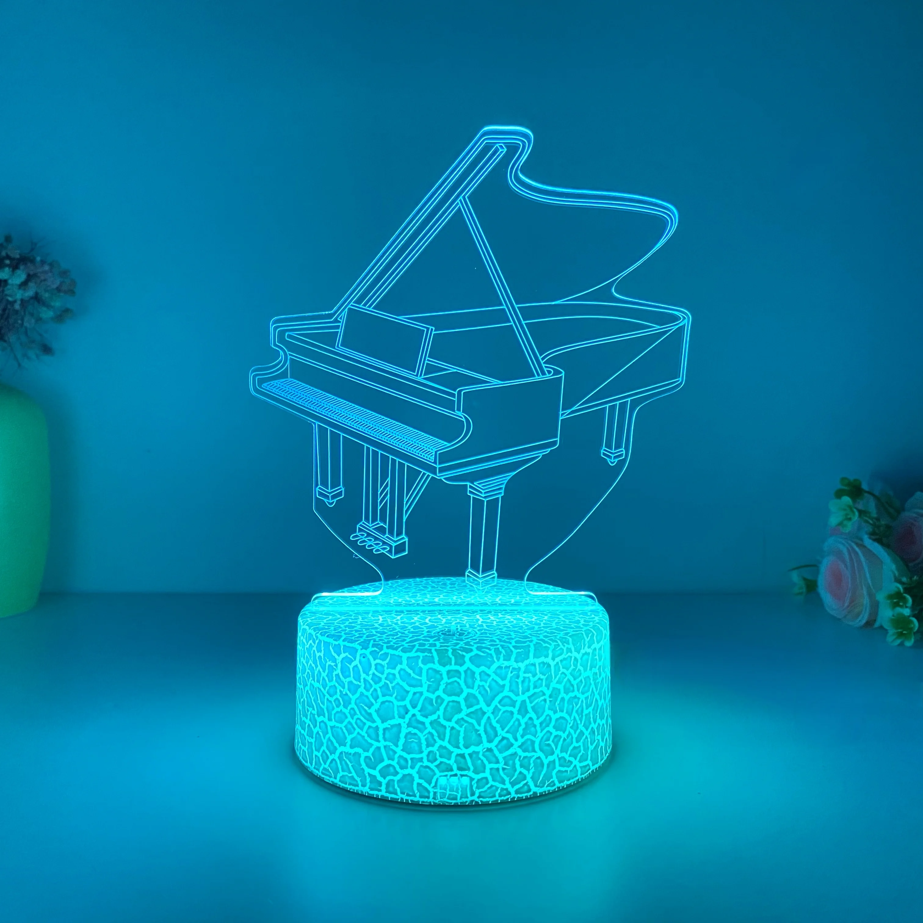 1pc piano pattern 3D nightlight, bedroom study atmosphere decoration USB light, Thanksgiving, holiday gifts for friends.