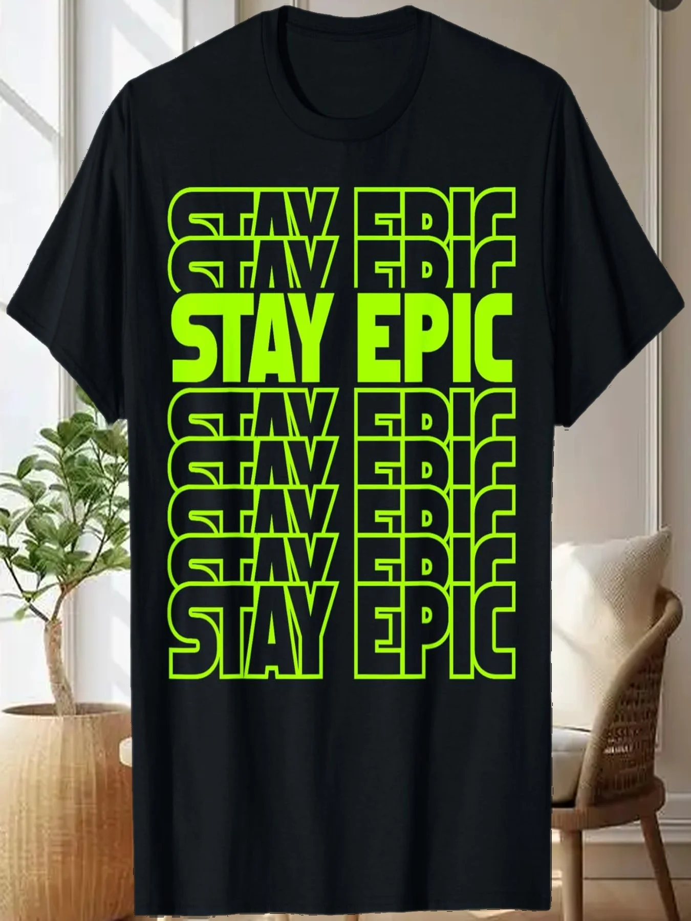 

Stay Epic Lime Green Letter Stack T-Shirt