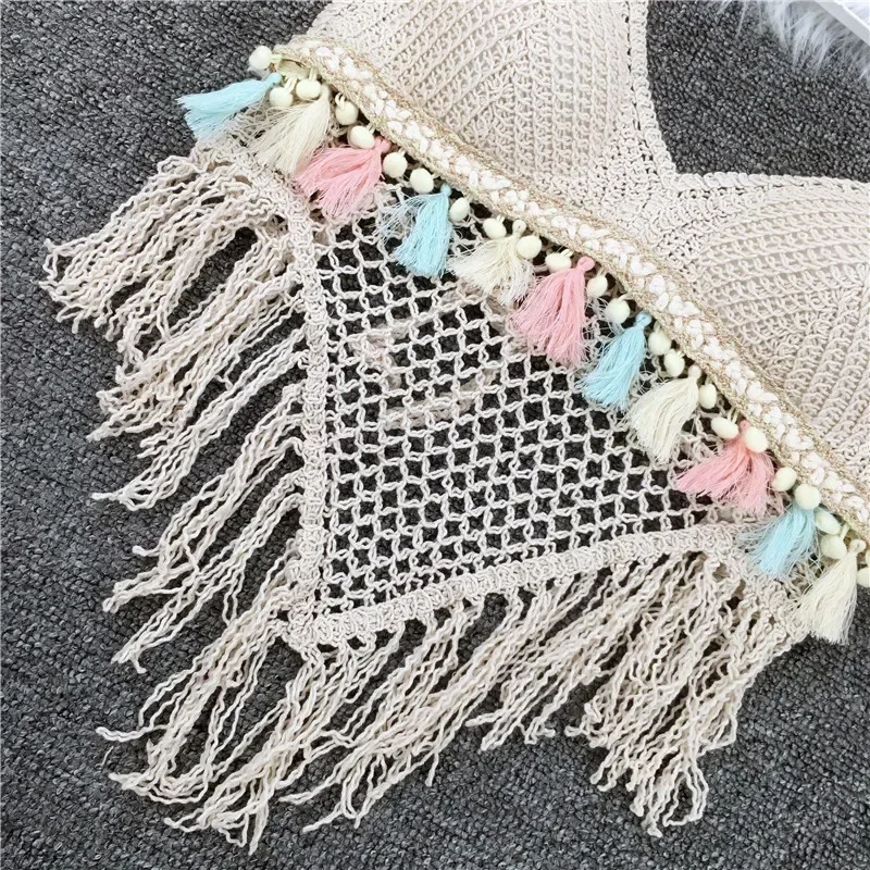 Camisola bonita con ombligo para Mujer, Ropa De Mujer con cuello Halter, camisola Sexy De ganchillo, camisetas sin mangas caladas, prendas De vestir, Tops cortos De moda