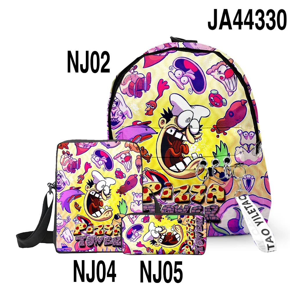 Classic Pizza Tower Pepperman 3D Print 3pcs/Set pupil School Bags Laptop Daypack Backpack Inclined shoulder bag Pencil Case
