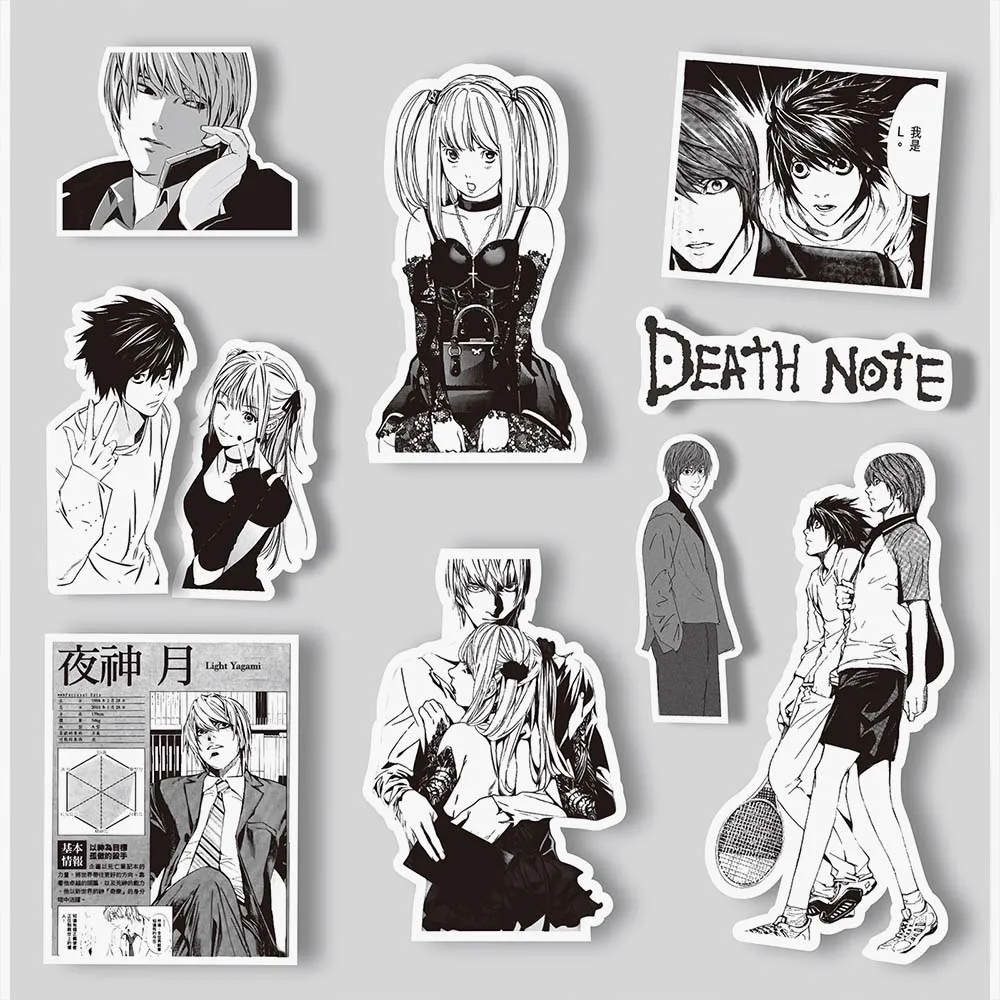 10/65pcs Anime Black White DEATH NOTE DIY Graffiti Stickers Pack Scrapbooking Notebook Luggage Laptop Kids Toy Decorative Decals