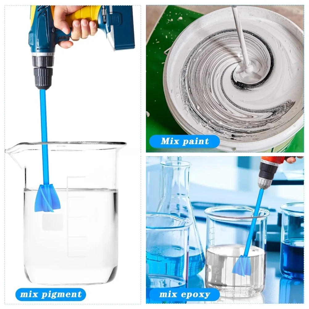 2/6/8pcs Epoxy Mixer Paint Drill Attachment Versatile Paddle Consistency Liquids Resin Head Stirrer Attachment