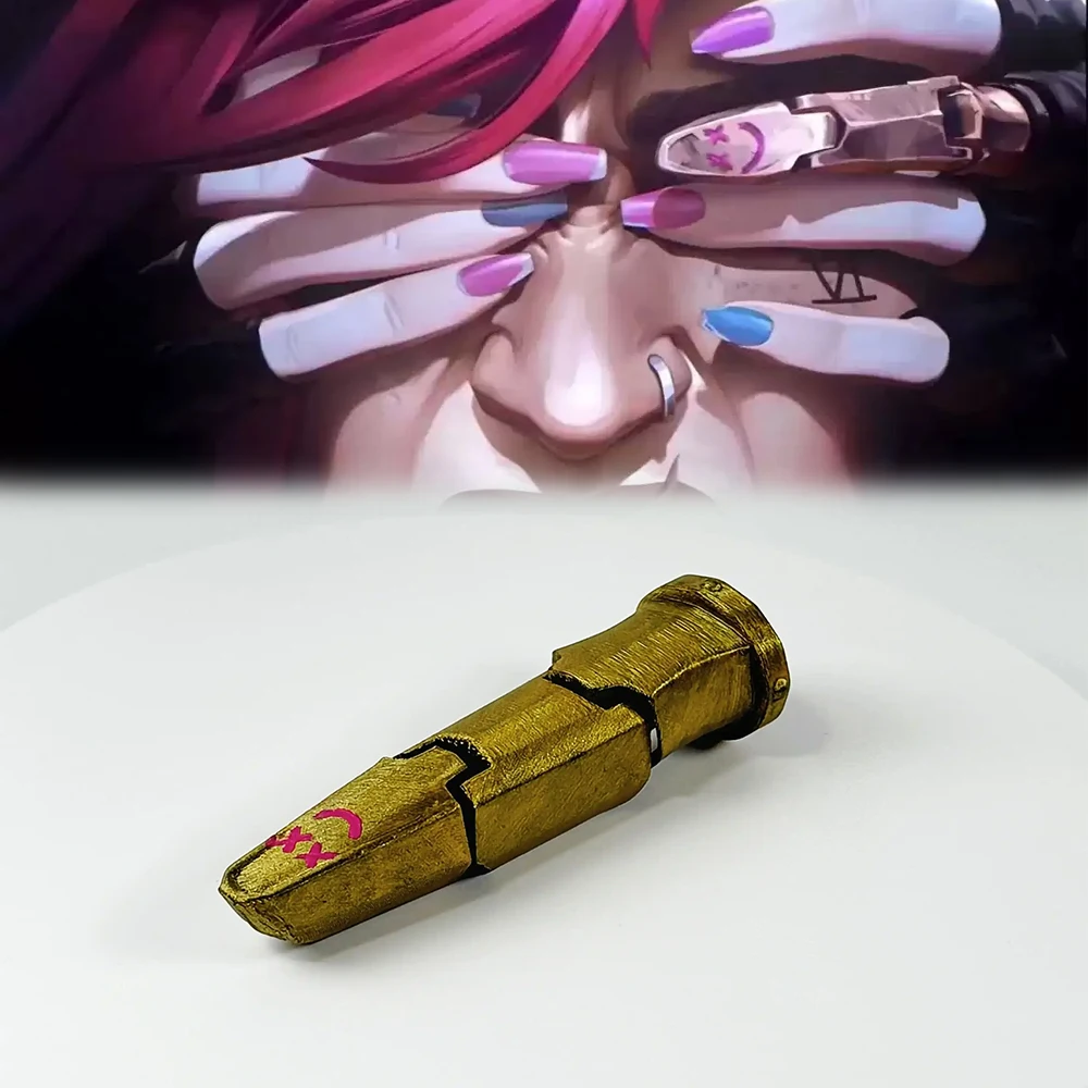 Game Jinx Fake Nails Finger Ring Golden Color Mechanical Middle Finger Costume Accessories Prop