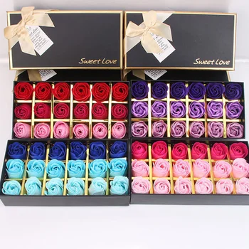 2 Boxen Rosenförmige Seife Blumenseife Blumenseife Muttertagsgeschenk Rosenseife 18 Blumen in jeder Box