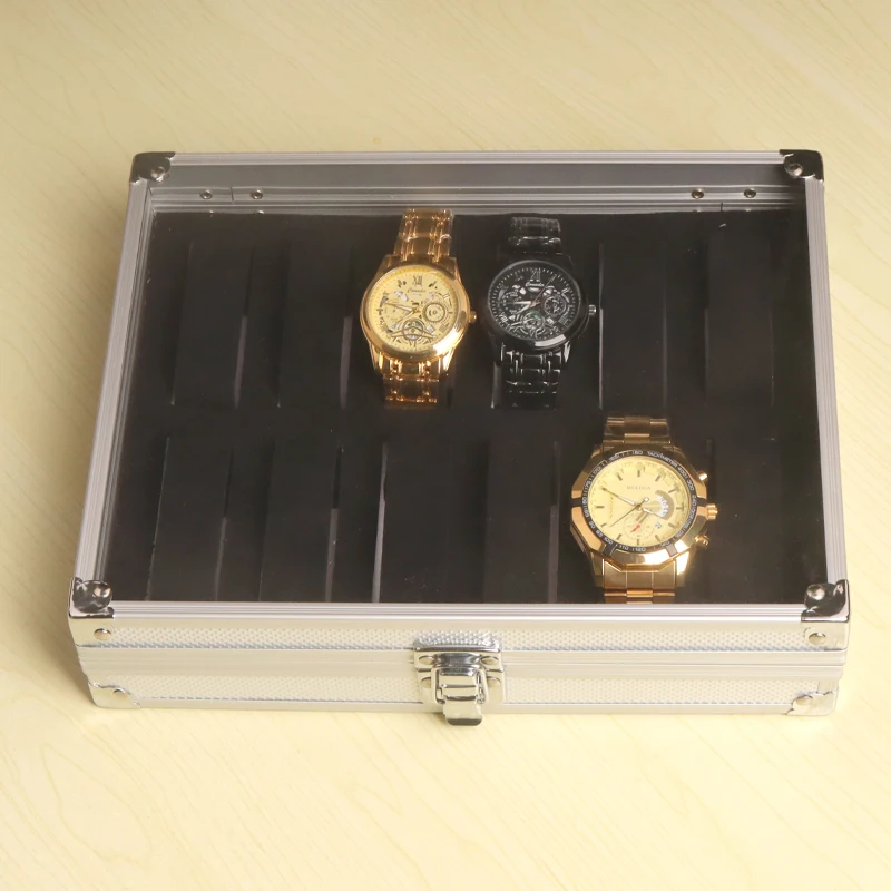 6/10/12/24 Girds Luxury Premium Quality Watch Box Aluminum Alloy Produc Pattern Storage Clock Box Collection Display Gift Boxes
