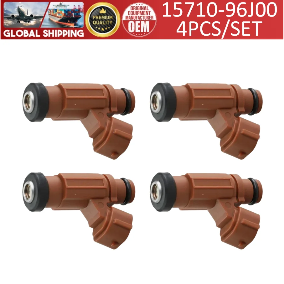 15710-96J00 High quality 4-Pack Fuel Injectors fits for Suzuki Outboard Motors F150, 200, 225, 250, 300h #1571096J00