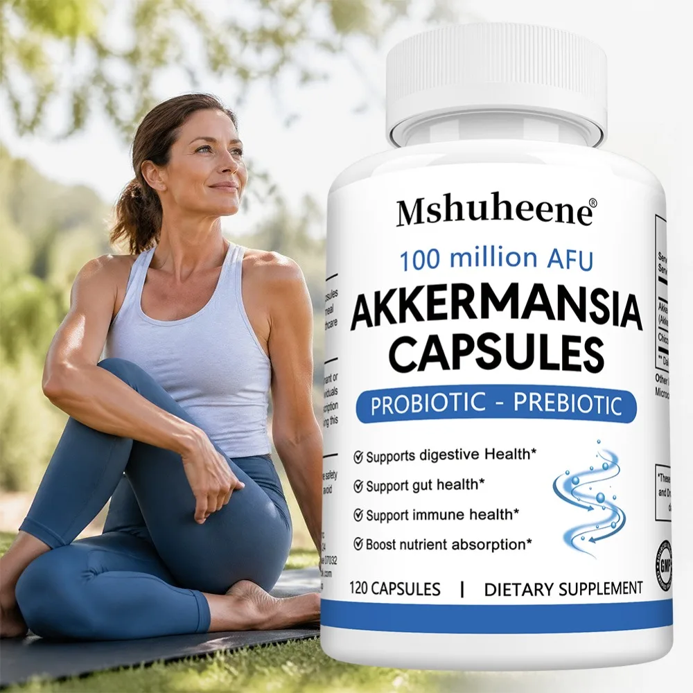 

Akkermansia Probiotic Capsules with 100 Billion AFU Contain Prebiotic, Support Digestive, Gut, Immune Health, 120 Capsules