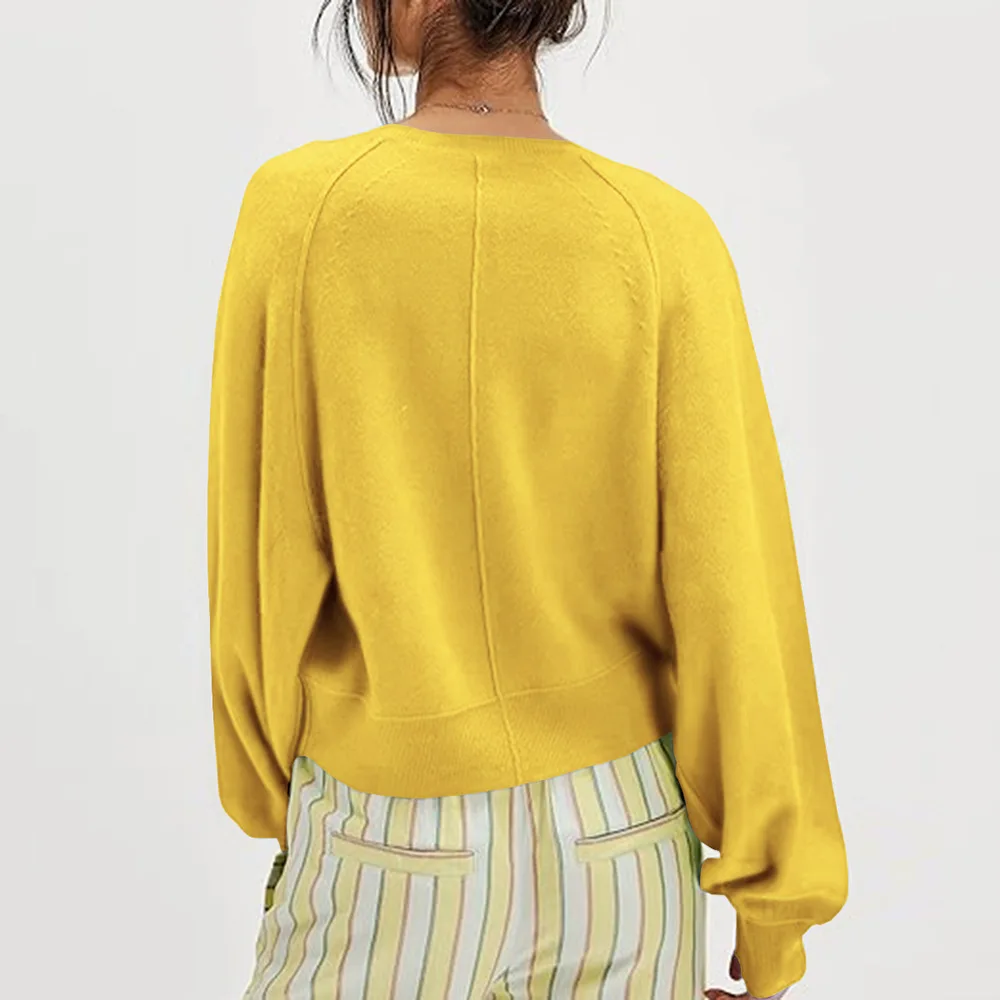 الخريف والشتاء الملابس النسائية سترة المرأة عادية طاقم الرقبة سترة هينلي قميص زر بلوفر مغزول سترة المرأة #2