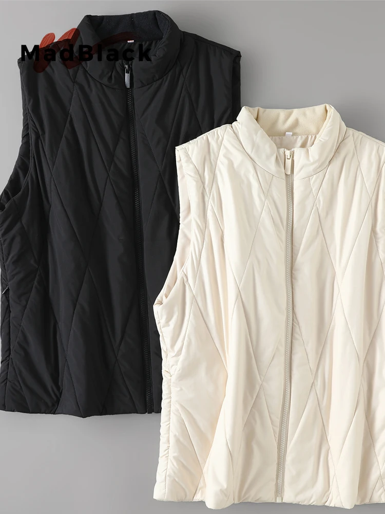 MadBlack-Silk Filling Elegant Vest Coat, Mock Neck Pocket, Women Versatile Comfortable Loose Cardigan, 2026 Autumn New C6O416CC
