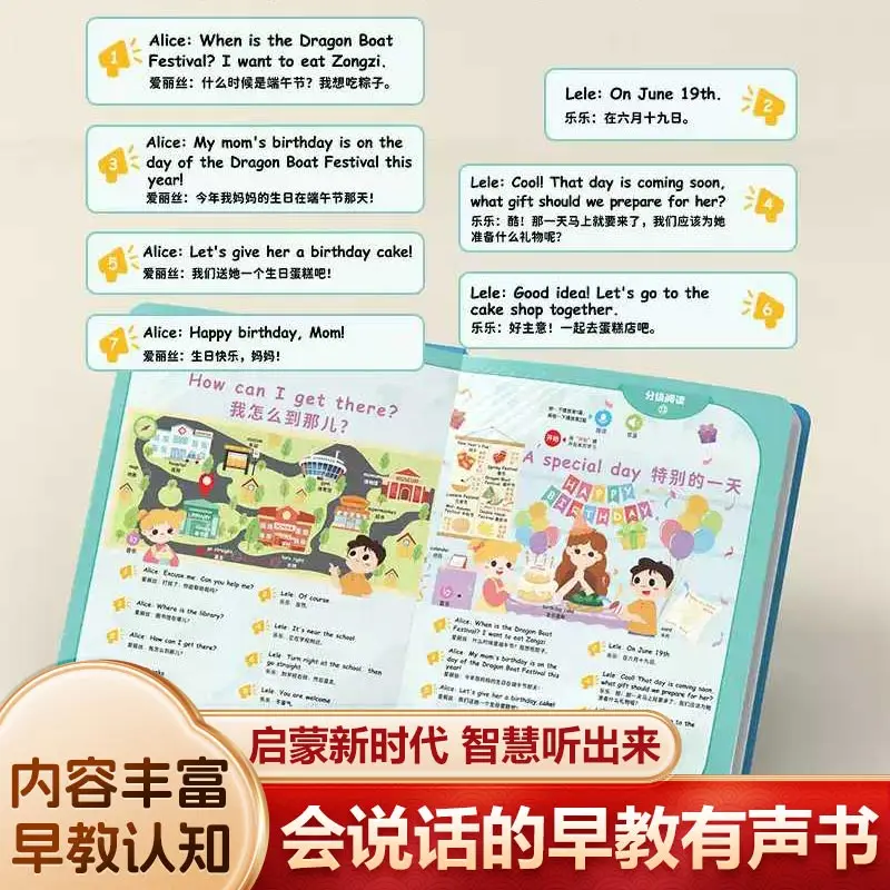 Intelligent Audio English Words Point Reading Book, Kids Early Enlightenment Toy, Interactive Finger Touch Learning Book