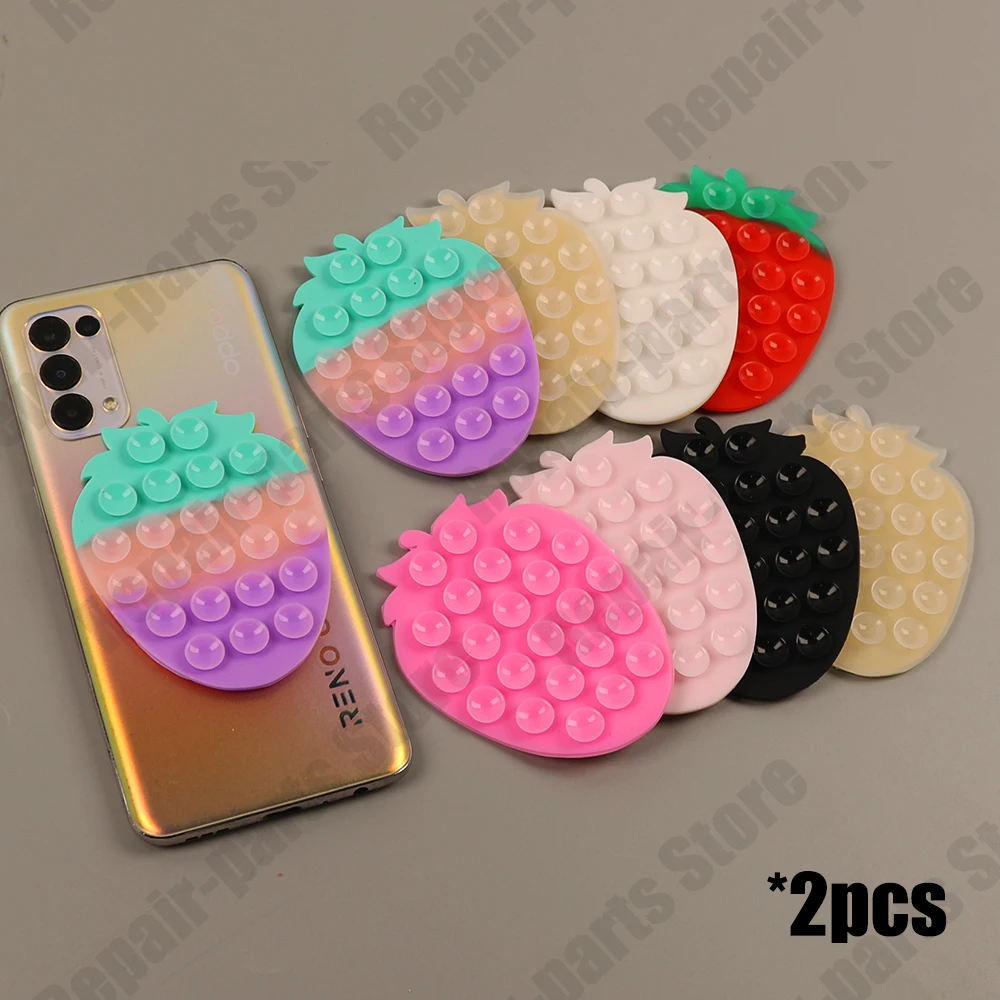 2PCS Strawberry Shaped Mobile Phone Suction Cup Holder Universal Car Navigation Stand Selfie Tool Fixed Pad for Mobile Phones