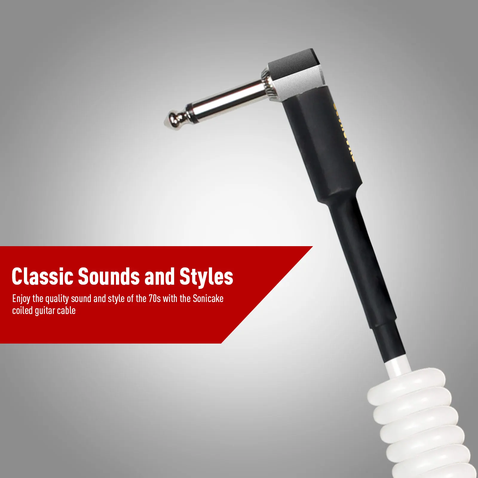 SONICAKE Local Coil Guitar Cable 32Feet/10M Instrument Coiled Curly Cord for Guitar Bass 1/4 inch Right Angle to Straight shipping from US image 4